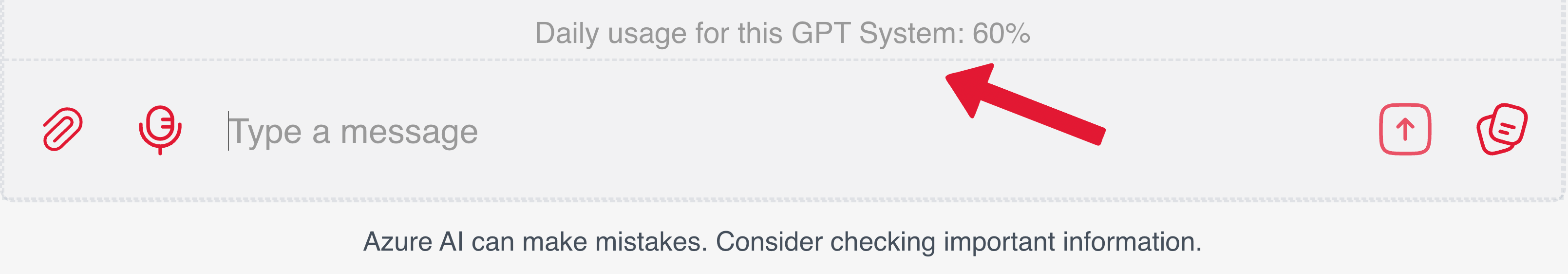 Slice of TerpAI screen illustrating limit warning "Daily usage for this GPT System: 60%