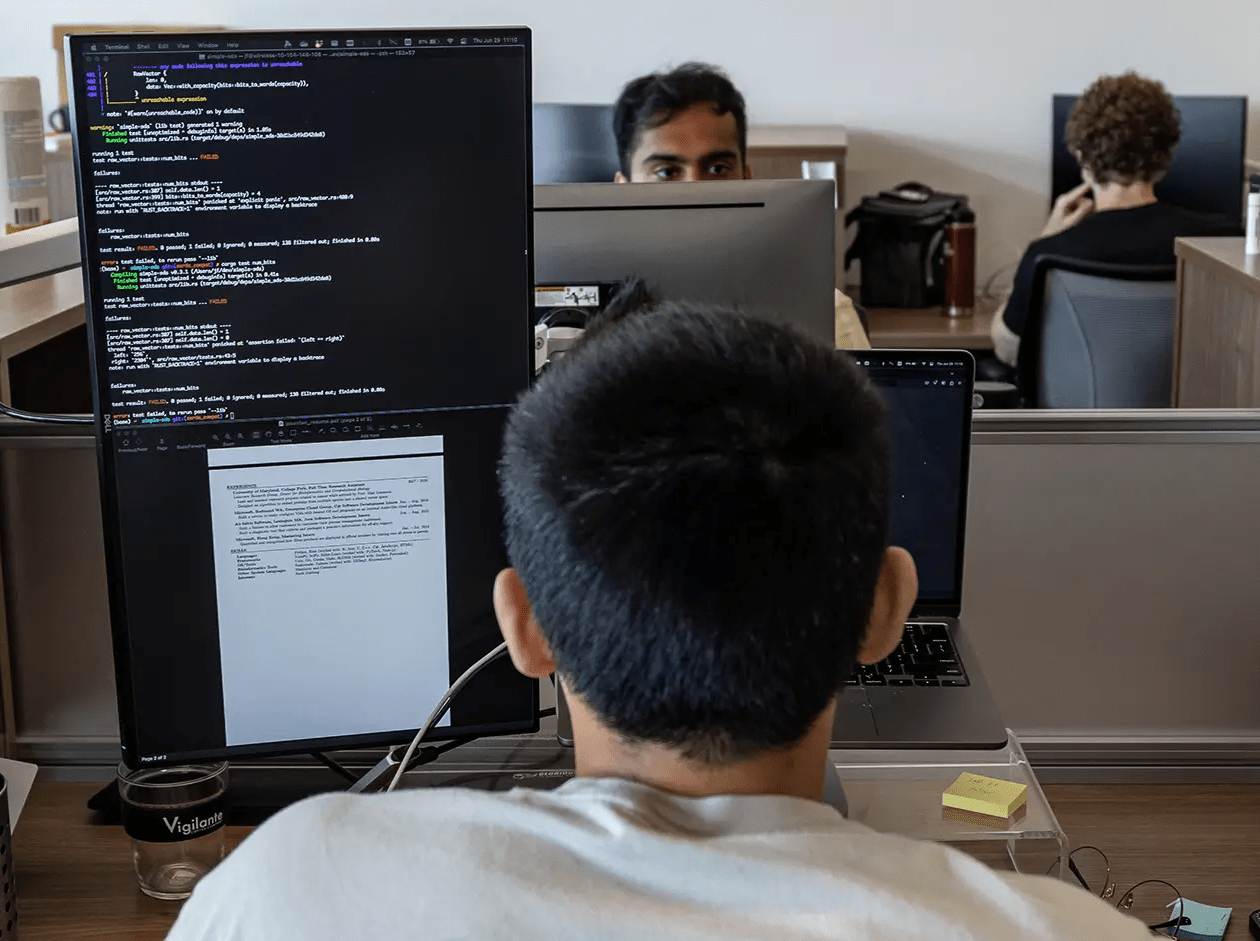 Student on computer